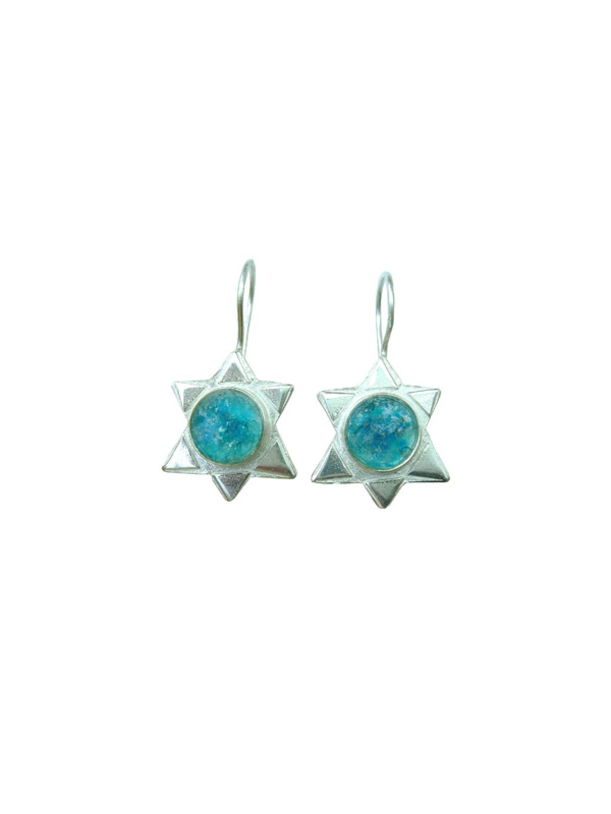 Michal Kirat Sterling Silver Drop Earrings S... | Roman Glass Earrings