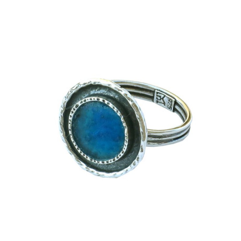 Michal Kirat Sterling Silver Ring Textured with Roun... | Jewish Rings