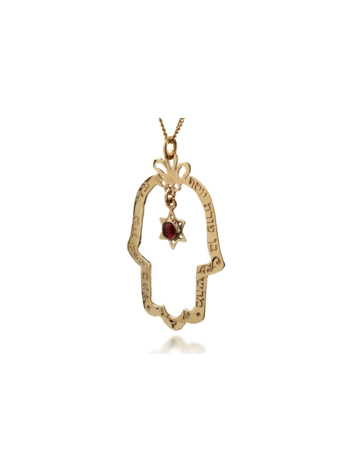 Gold Hamsa Necklace with Garnet by HaAri Jewelry | Necklaces by HaAri