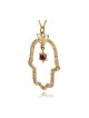 Gold Hamsa Necklace with Garnet by HaAri Jewelry | Necklaces by HaAri