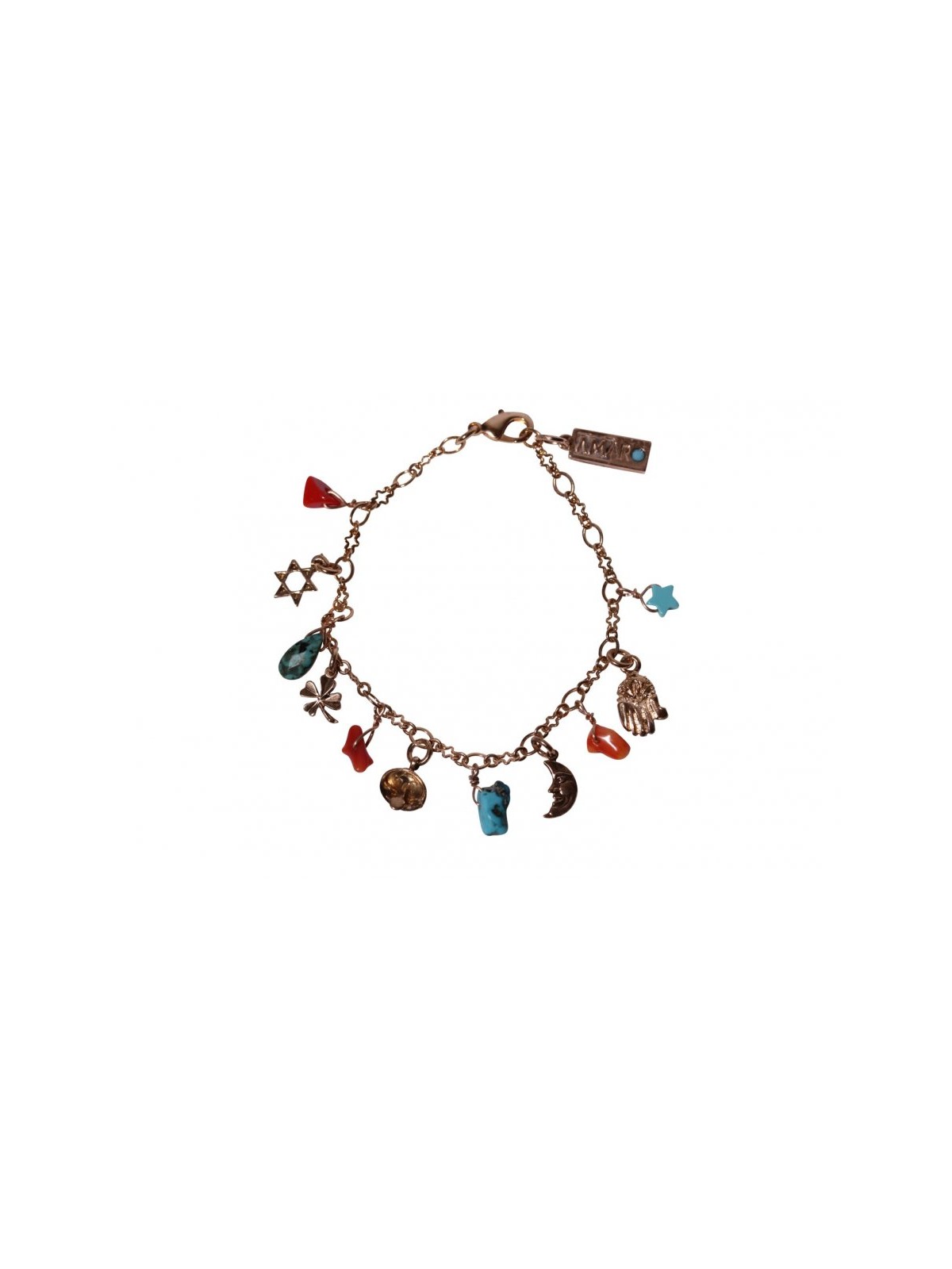 Amaro Handcrafted Rose Gold Plated Charm Brace... | Bracelets by Amaro