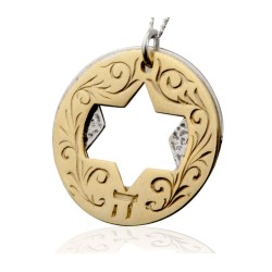 Silver Gold Shield of Abraham Necklace by HaAri Je... | Jewish Pendant