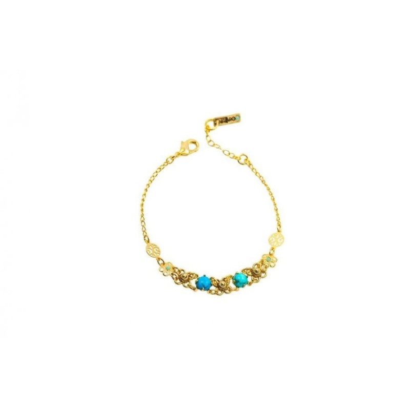 Amaro Handcrafted Gold Plate Bracelet Turquoi... | Bracelets & Anklets