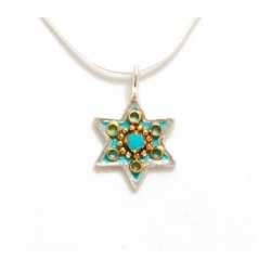 Turquoise Enamel Star of David Pendant... | Necklaces by Esther Shahaf