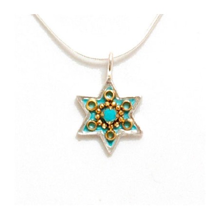 Turquoise Enamel Star of David Pendant... | Necklaces by Esther Shahaf