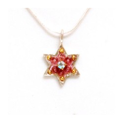 Pink Enamel Star of David Pendant by E... | Necklaces by Esther Shahaf