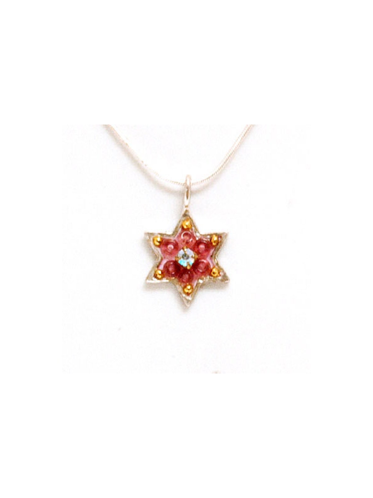 Pink Enamel Star of David Pendant by E... | Necklaces by Esther Shahaf