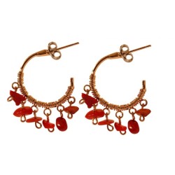 Amaro Rose Gold Plate Earrings with Dangling Coral Penda... | Earrings