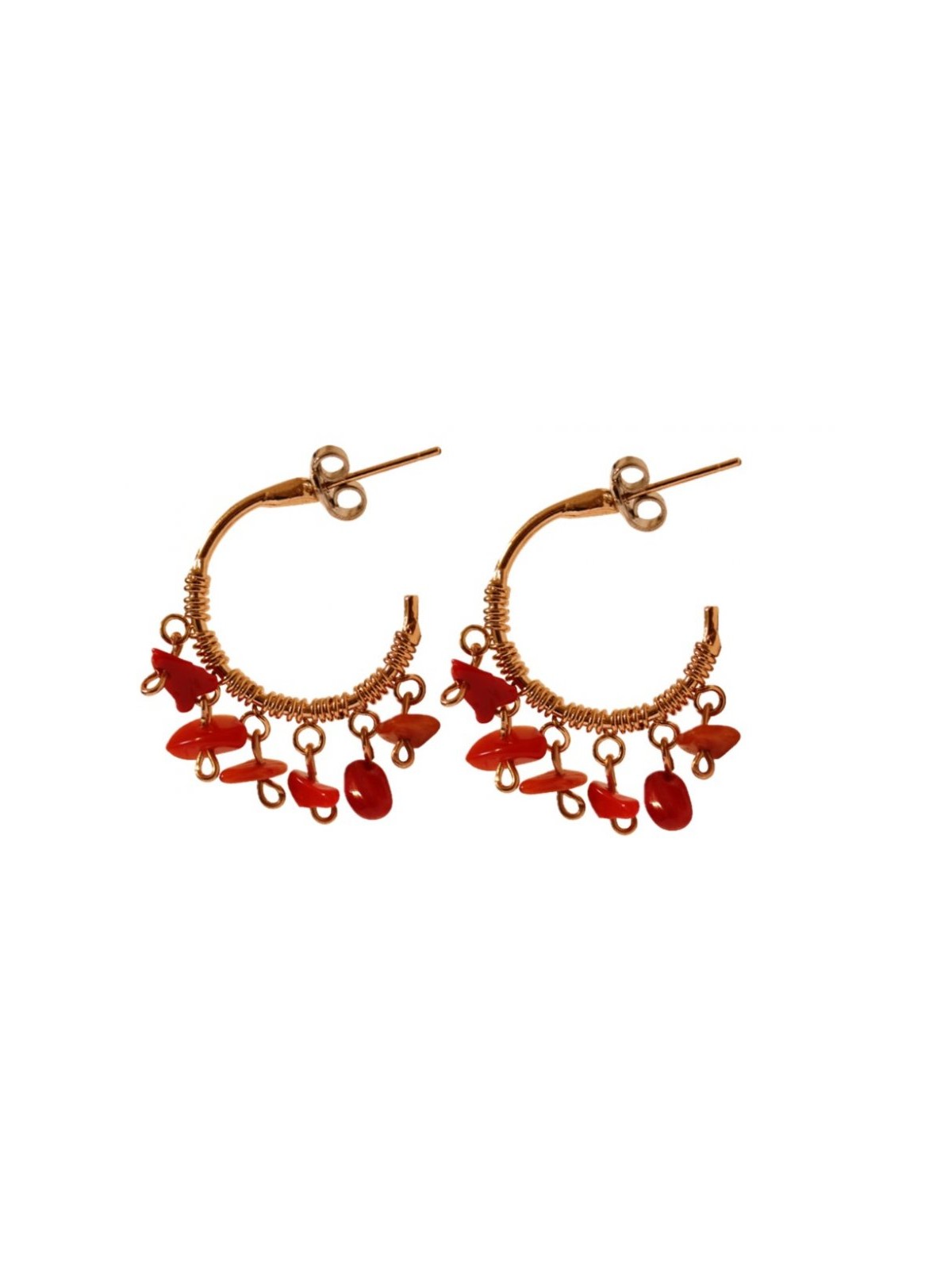 Amaro Rose Gold Plate Earrings with Dangling Coral Penda... | Earrings