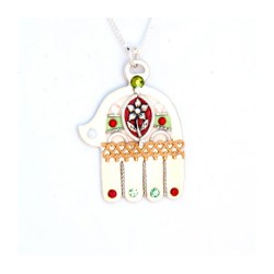Silver Hamsa Necklace with Flower Shahaf | Hamsa Necklace