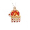 Silver Hamsa Necklace in Red and Orang... | Necklaces by Esther Shahaf