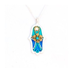 Good Luck Hamsa Necklace with Flower by Ester Shahaf | Hamsa Necklace
