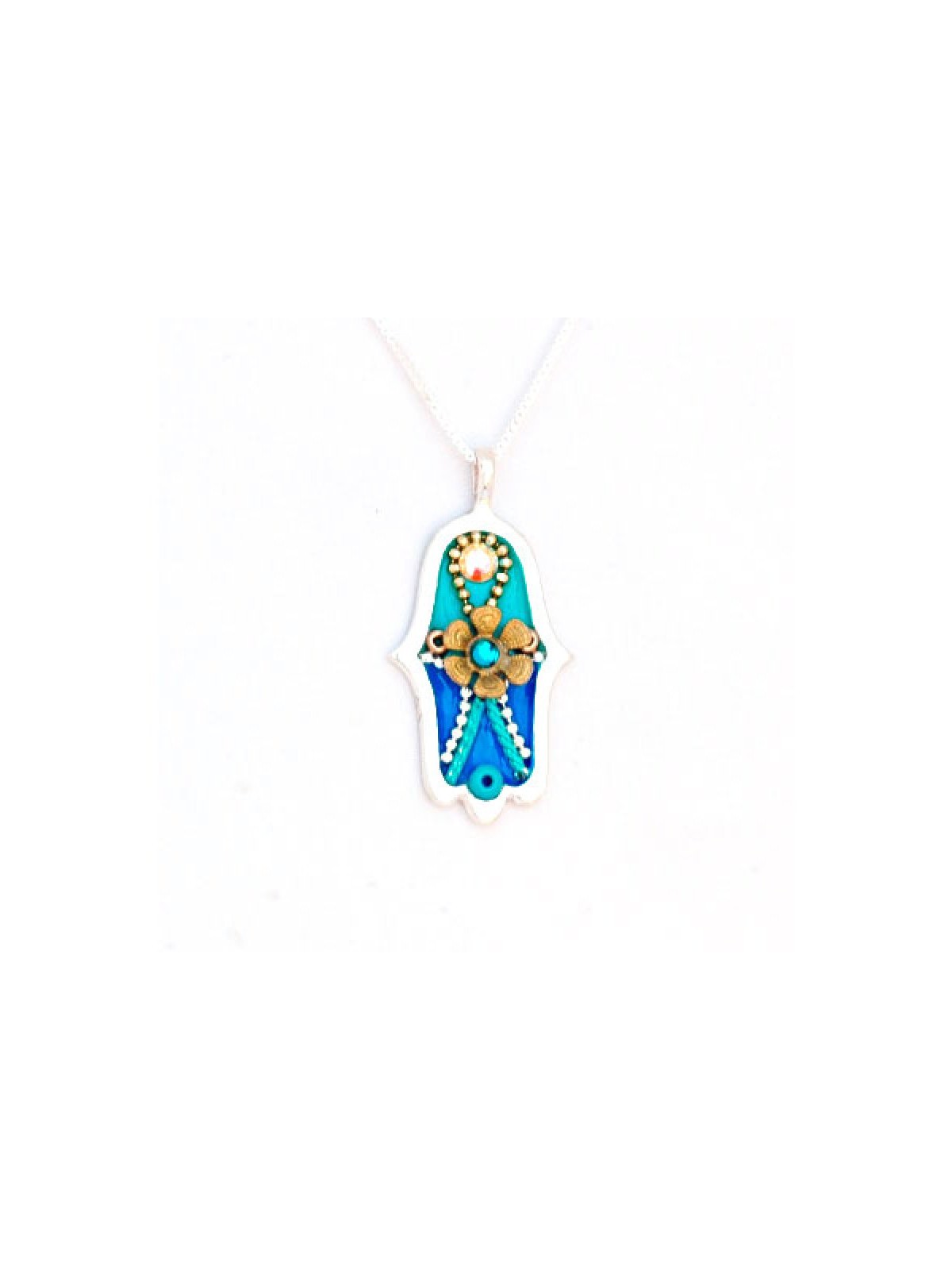 Good Luck Hamsa Necklace with Flower by Ester Shahaf | Hamsa Necklace