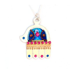 Silver Hamsa Necklace in Blue Shahaf | Hamsa Necklace