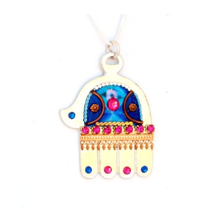 Silver Hamsa Necklace in Blue Shahaf | Hamsa Necklace