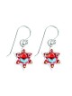 Silver Star of David Earrings with Red Flower by Ester S... | Earrings