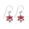Silver Star of David Earrings with Red Flower by Ester S... | Earrings