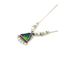 Michal Kirat Roman Glass Silver Necklace wi... | Roman Glass Necklaces