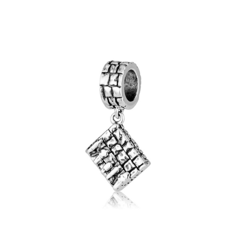 Sterling Silver Bracelet Charm Engraved Praying at... | Judaica Charms