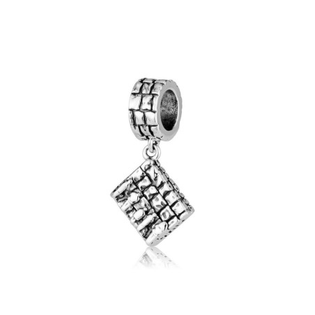 Sterling Silver Bracelet Charm Engraved Praying at... | Judaica Charms