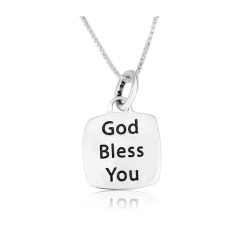 Sterling Silver Pendant Necklace G d Bless You | Jewish Pendant