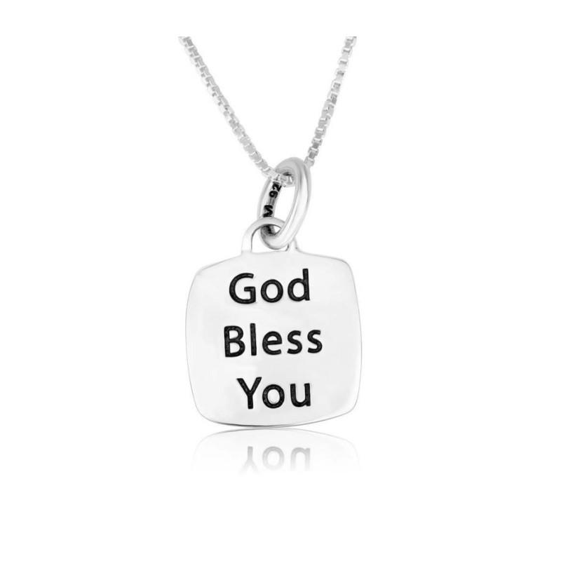 Sterling Silver Pendant Necklace G d Bless You | Jewish Pendant