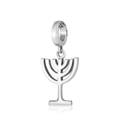 Sterling Silver Bracelet Charm 7 Branch Temple Men... | Judaica Charms