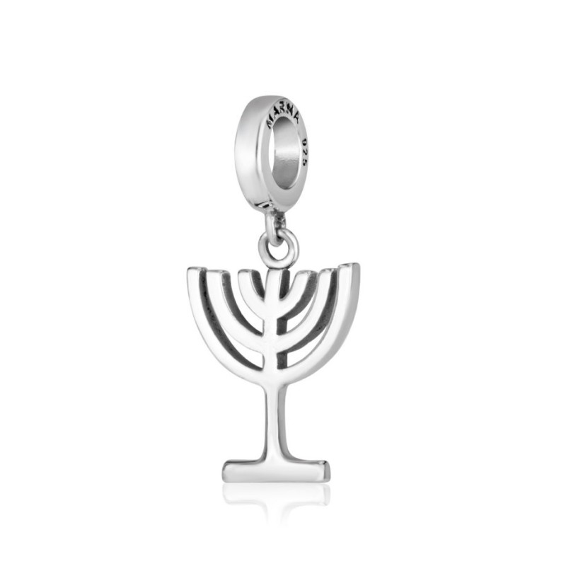 Sterling Silver Bracelet Charm 7 Branch Temple Men... | Judaica Charms