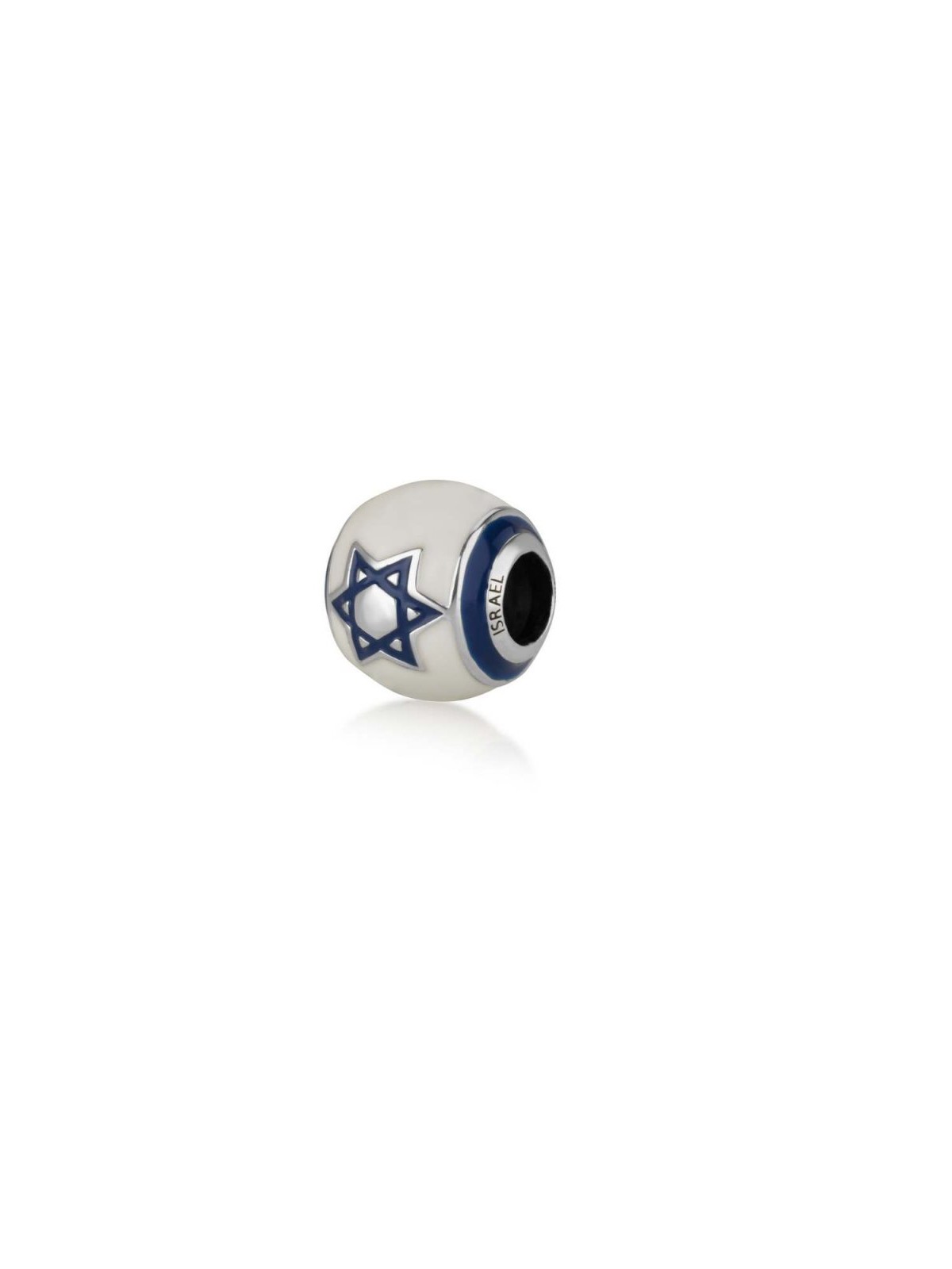 Sterling Silver Bracelet Charm Blue and White Enam... | Judaica Charms