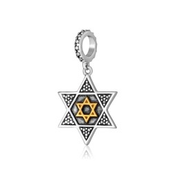 Sterling Silver Bracelet Charm Textured Gold Plate... | Judaica Charms