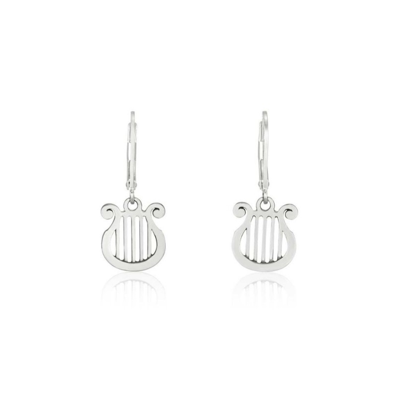 Sterling Silver Dangle Earrings King Davids Lyre Image | Earrings
