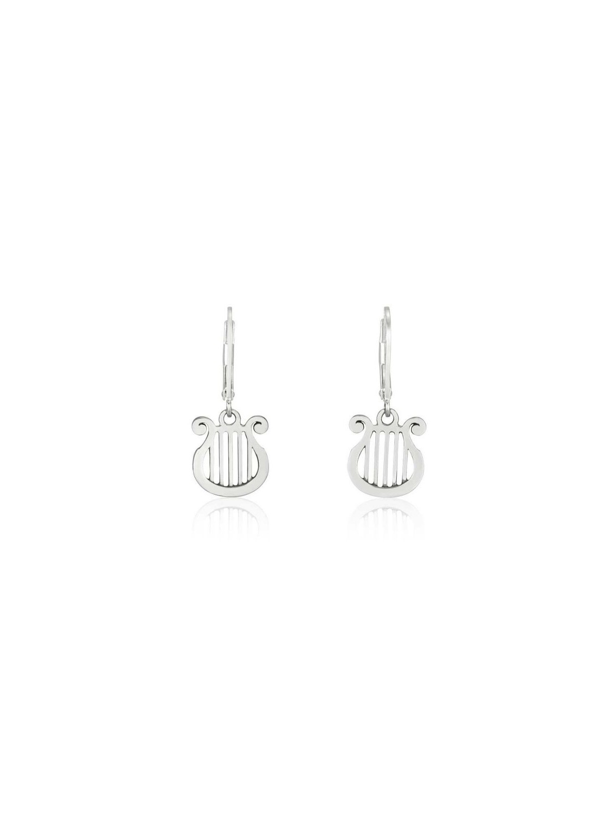 Sterling Silver Dangle Earrings King Davids Lyre Image | Earrings