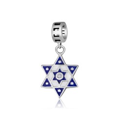 Sterling Silver Bracelet Charm Star of David with ... | Judaica Charms
