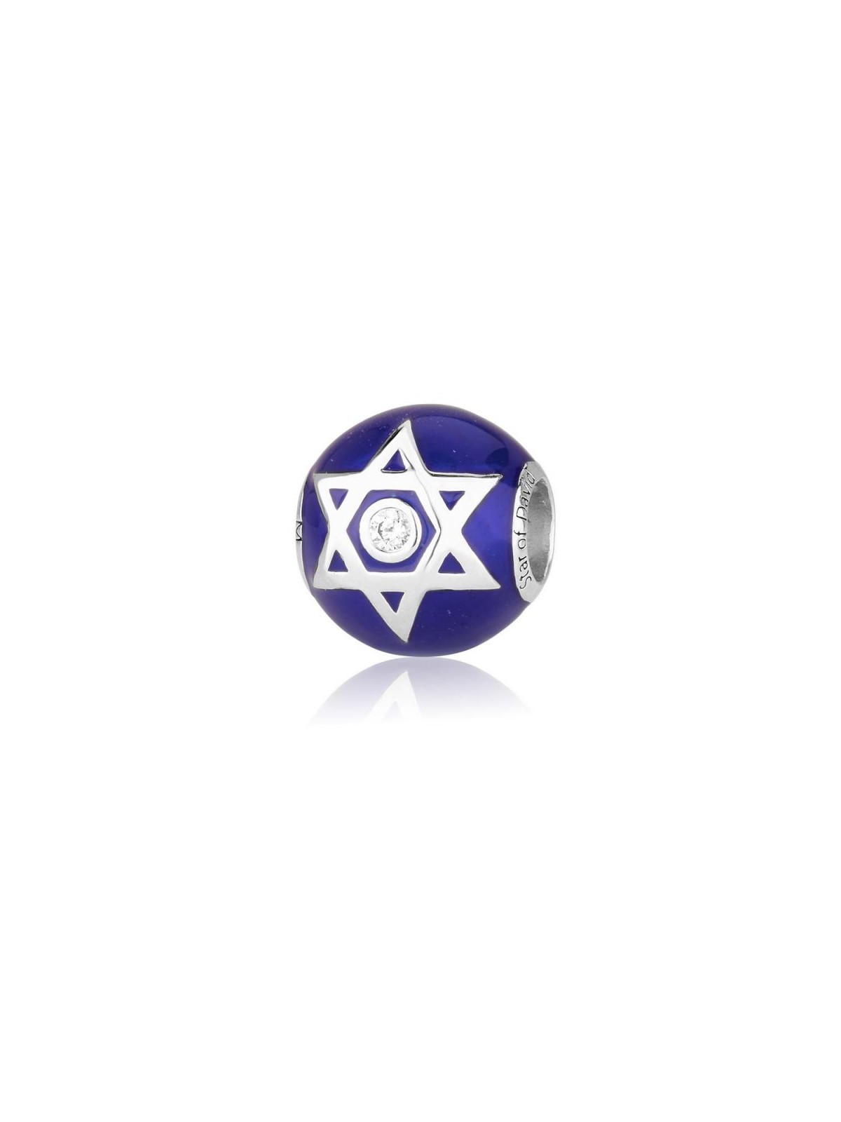 Sterling Silver Bead Bracelet Charm Blue Star of D... | Judaica Charms