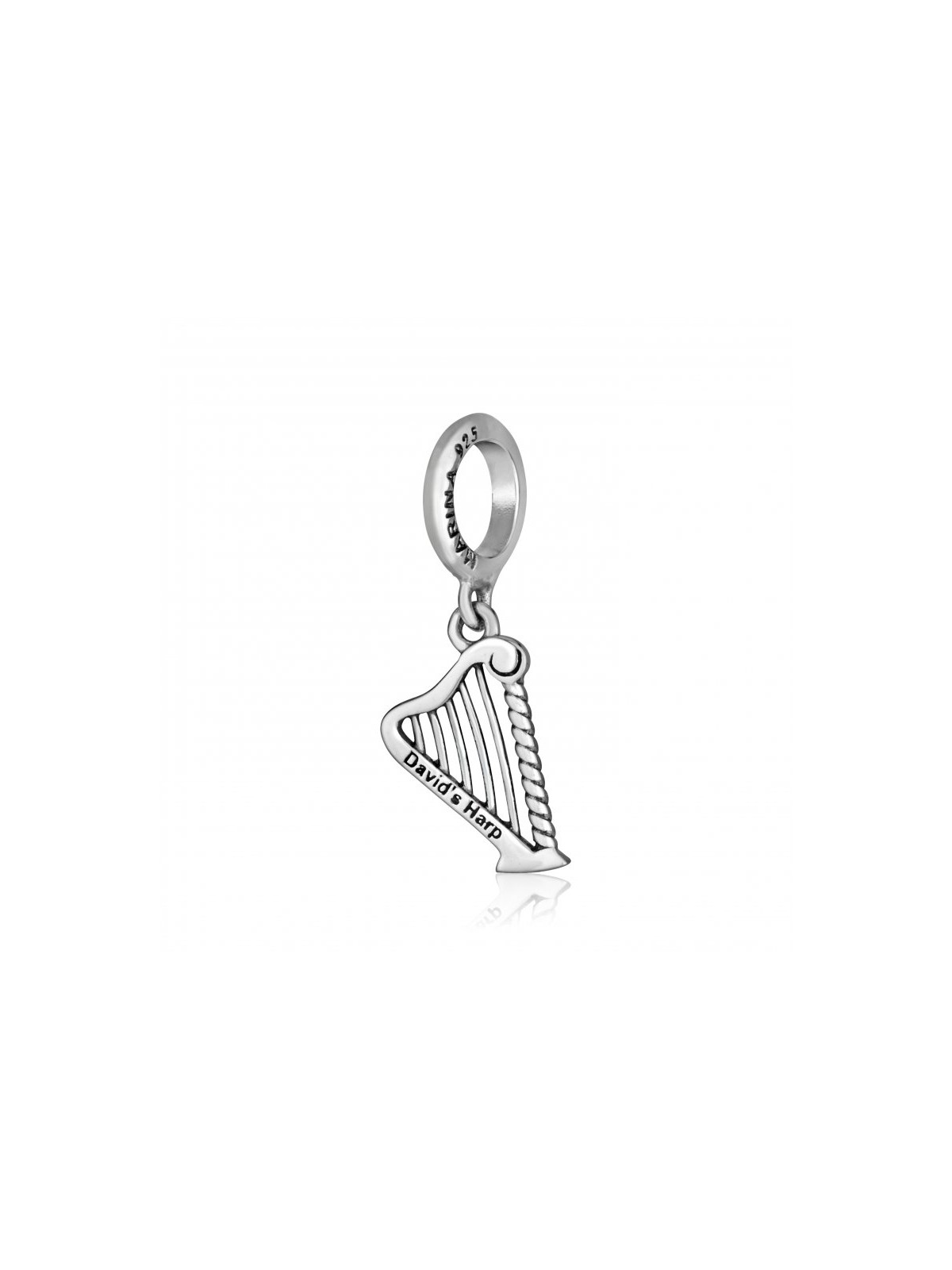 Sterling Silver Bracelet Charm King Davids Harp | Judaica Charms