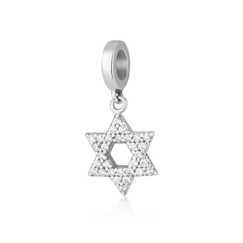 Sterling Silver Bracelet Charm Star of David Fille... | Judaica Charms
