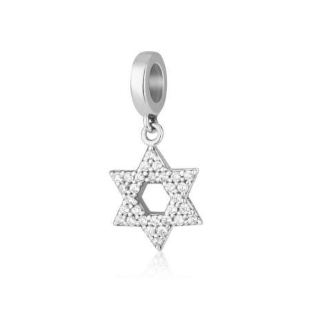 Sterling Silver Bracelet Charm Star of David Fille... | Judaica Charms