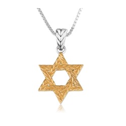 Gold Plated Sterling Silver Pendant Necklace Textu... | Jewish Pendant