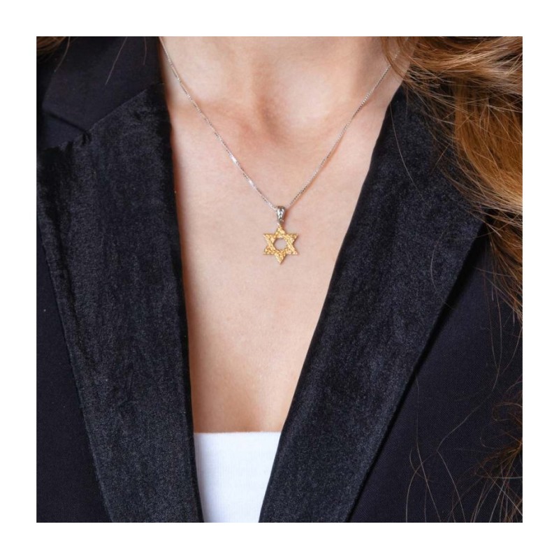 Gold Plated Sterling Silver Pendant Necklace Textu... | Jewish Pendant