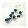 Michal Kirat Blue Lava Beads on Silver Neck... | Roman Glass Necklaces
