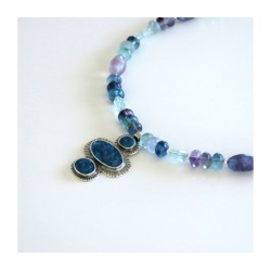Michal Kirat Fluorite Beads Silver Necklace... | Roman Glass Necklaces