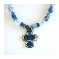 Michal Kirat Fluorite Beads Silver Necklace... | Roman Glass Necklaces