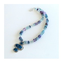 Michal Kirat Fluorite Beads Silver Necklace... | Roman Glass Necklaces
