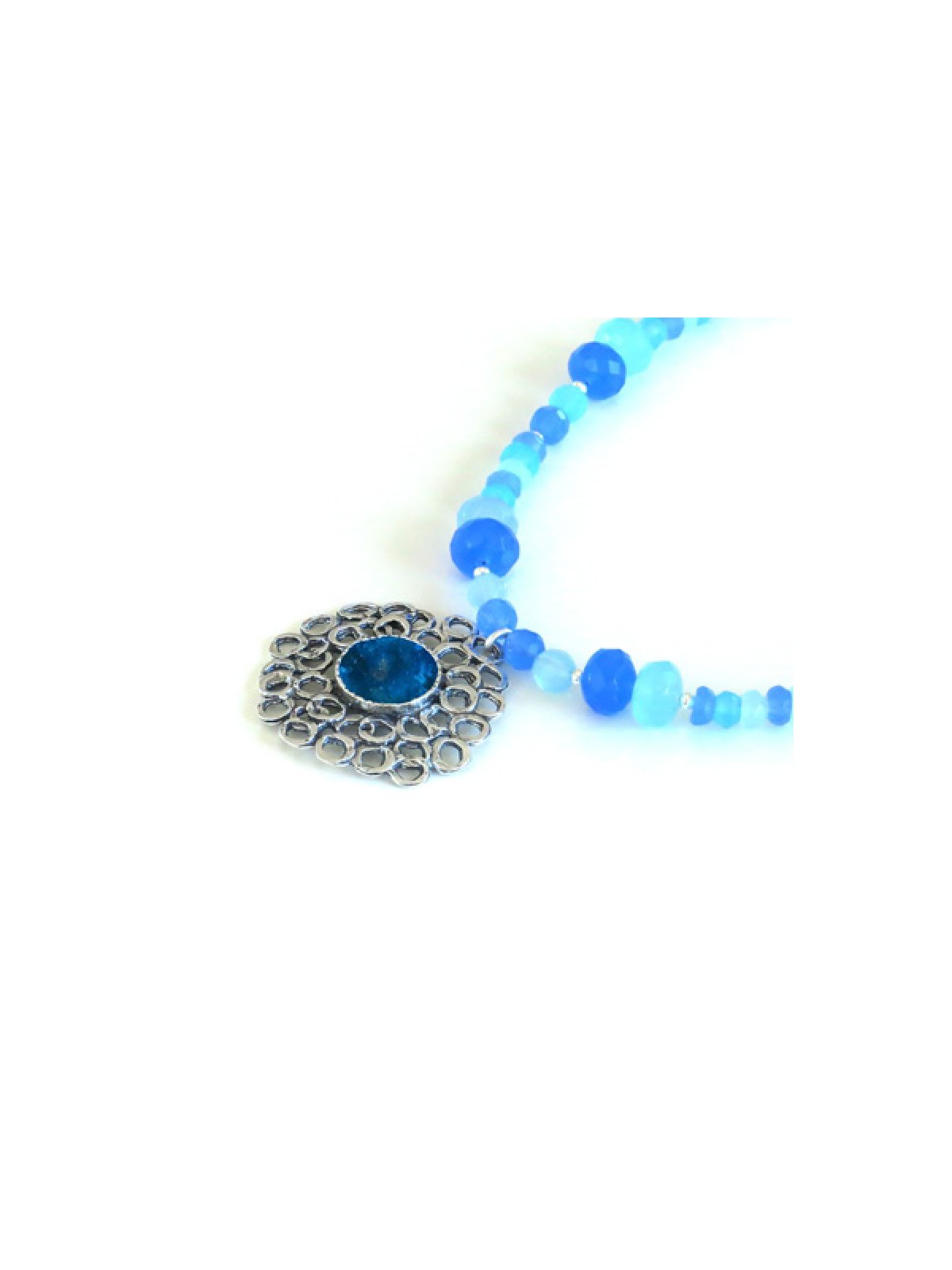 Michal Kirat Blue Crystal Beads with Roman ... | Roman Glass Necklaces