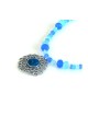 Michal Kirat Blue Crystal Beads with Roman ... | Roman Glass Necklaces