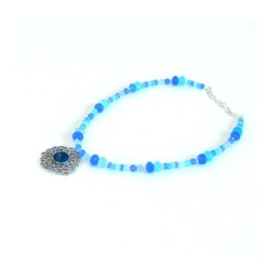 Michal Kirat Blue Crystal Beads with Roman ... | Roman Glass Necklaces