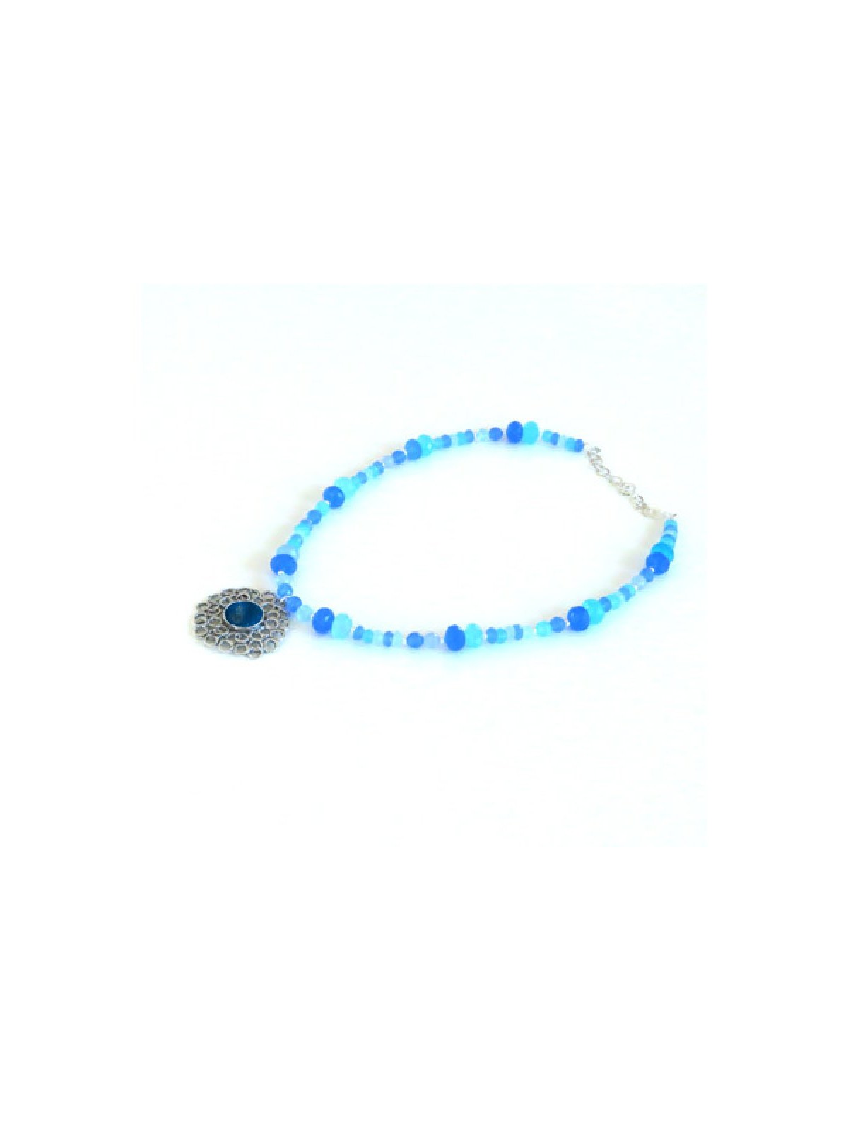 Michal Kirat Blue Crystal Beads with Roman ... | Roman Glass Necklaces