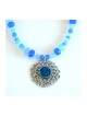 Michal Kirat Blue Crystal Beads with Roman ... | Roman Glass Necklaces