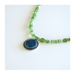 Michal Kirat Green Peridot Beads Necklace w... | Roman Glass Necklaces