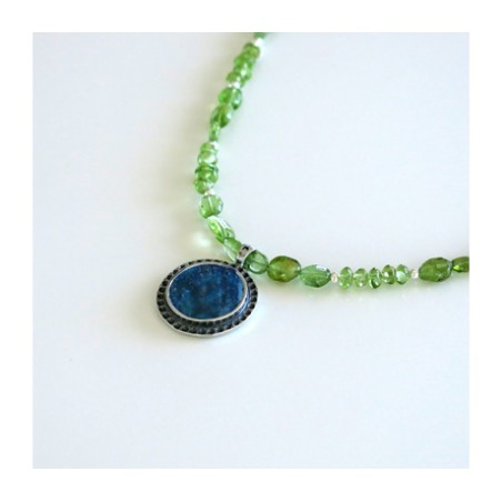 Michal Kirat Green Peridot Beads Necklace w... | Roman Glass Necklaces